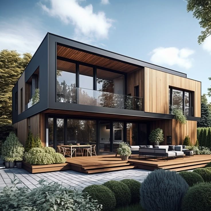 Modern wooden building exterior